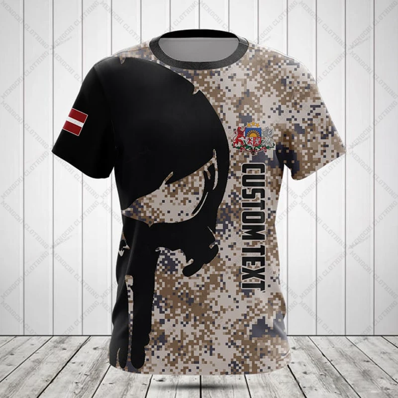 Custom Name Latvia Camouflage  - đánh giá và giá Streetwear Brand T Shirt